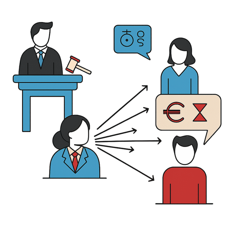 line art of court interpretation for the interpretation page - we translate now